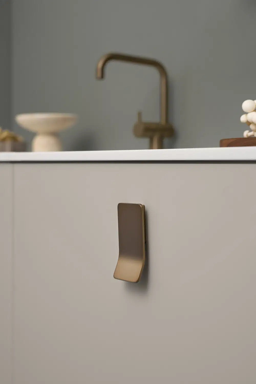 Brushed Bronze "Leaf" Tab Drawer Pulls - Forge Hardware Studio