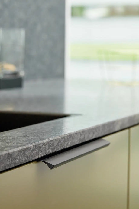 Brushed Matte Black "Edge Straight" Tab Drawer Pulls - Forge Hardware Studio