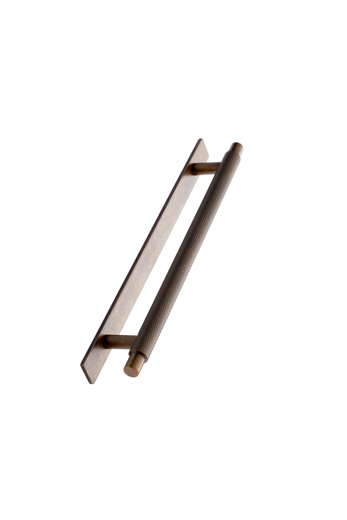 Knurled Backplate Antique Bronze "Manor" Knobs and Drawer Pulls - Forge Hardware Studio