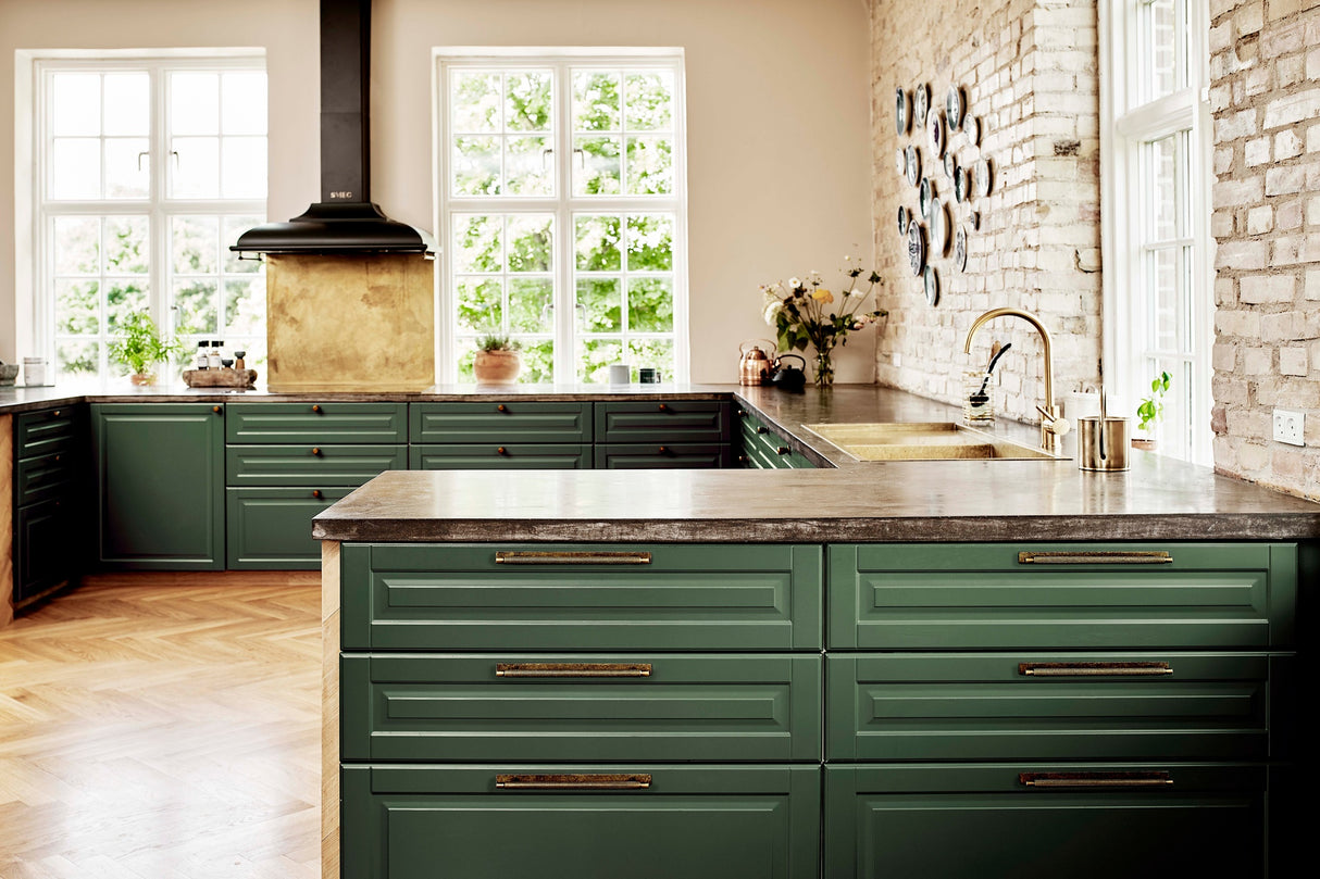 Knurled Backplate Antique Bronze "Manor" Knobs and Drawer Pulls - Forge Hardware Studio