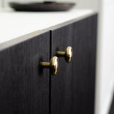 Polished Unlacquered Brass "Halo" Round Cabinet Knob and Hook
