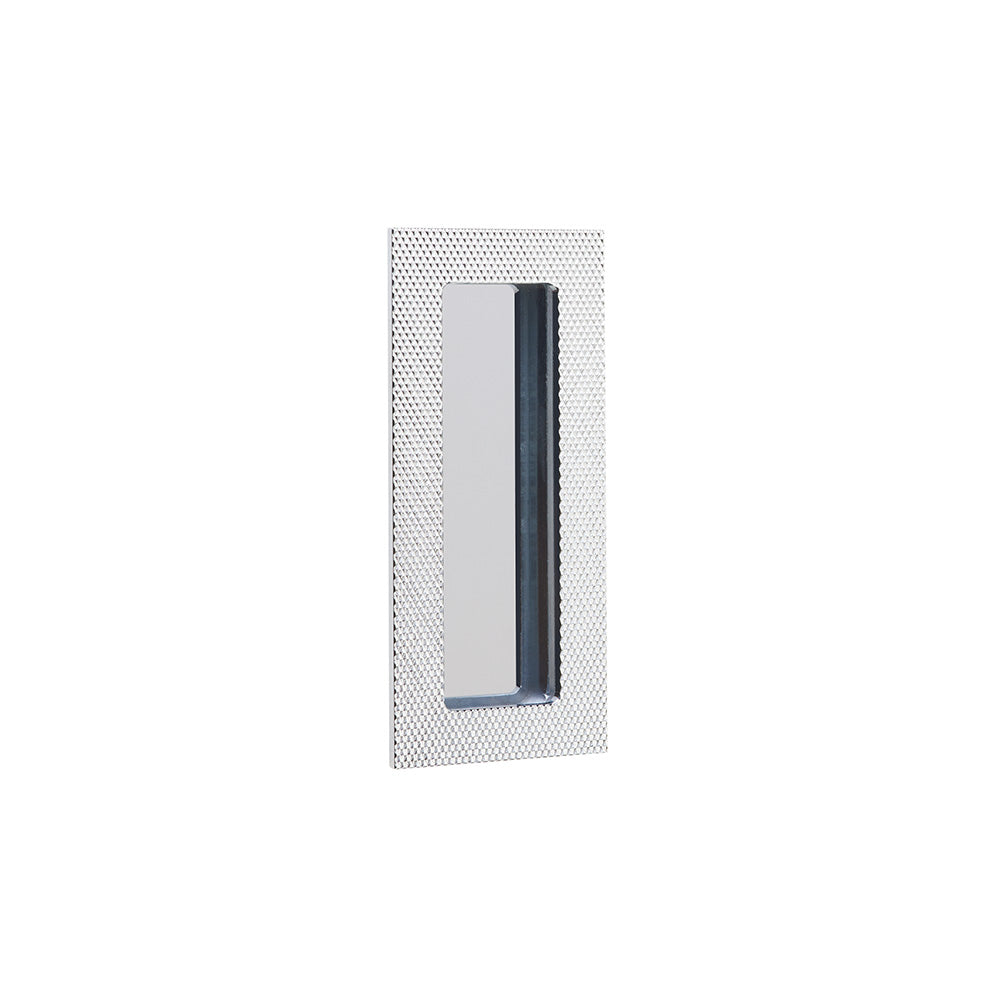 Modern Knurled Rectangular Solid Brass Recess Door Pull in Polished Chrome - Forge Hardware Studio