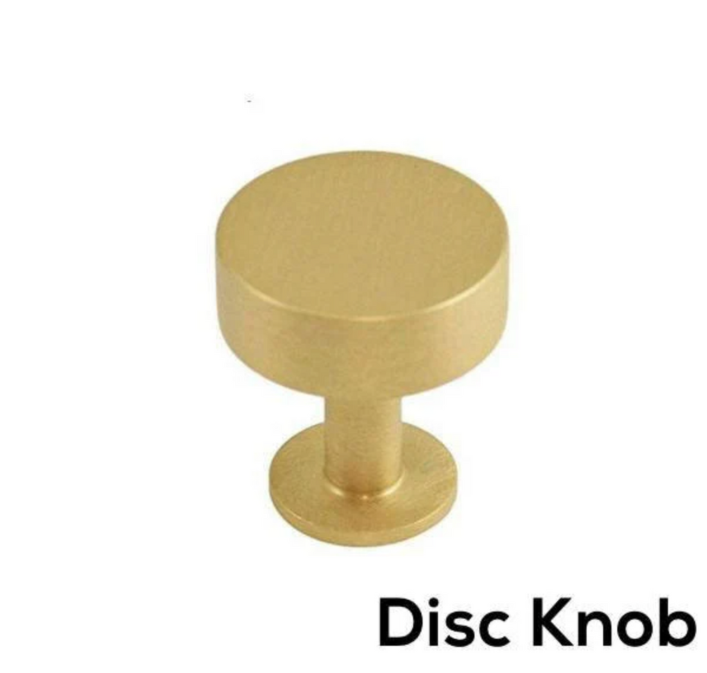 Lew's Round Bar Cabinet Knobs and Handles in Brushed Brass - Forge Hardware Studio