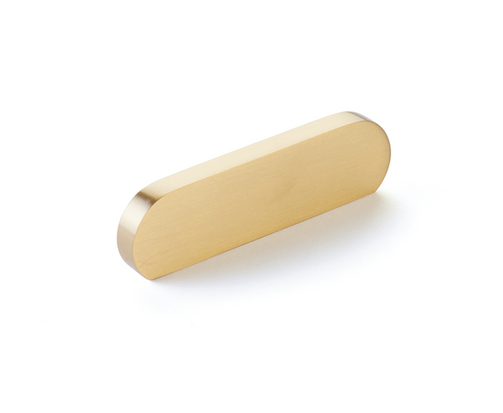 Satin Brass "Bit" Rounded Drawer Pulls and Cabinet Knobs - Forge Hardware Studio