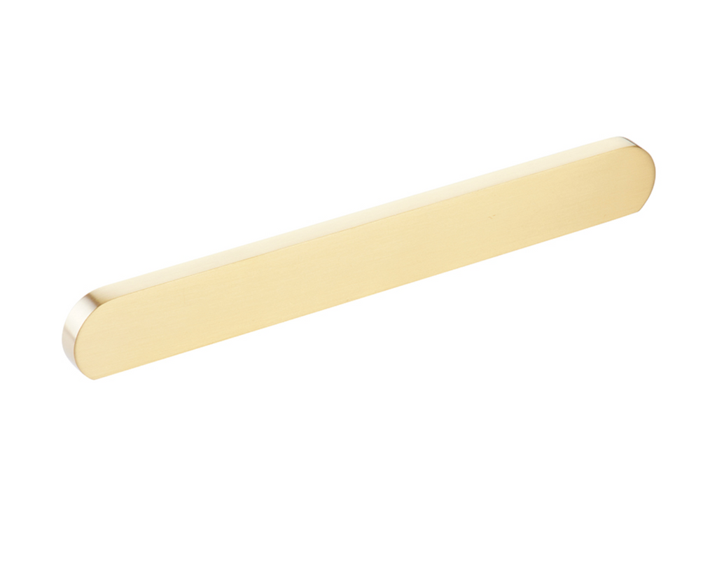 Satin Brass "Bit" Rounded Drawer Pulls and Cabinet Knobs - Forge Hardware Studio