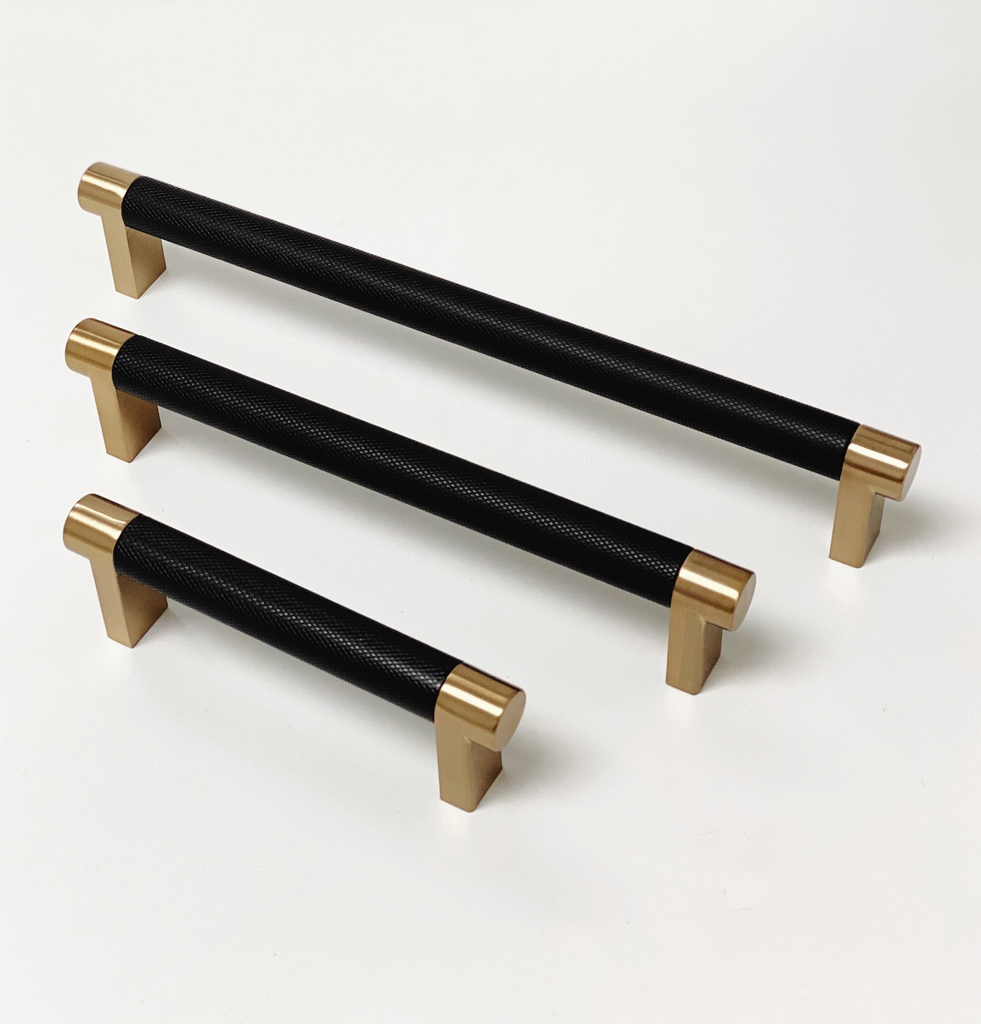 Knurled "Converse" Champagne Bronze and Black Dual-Finish Knobs and Pulls - Forge Hardware Studio