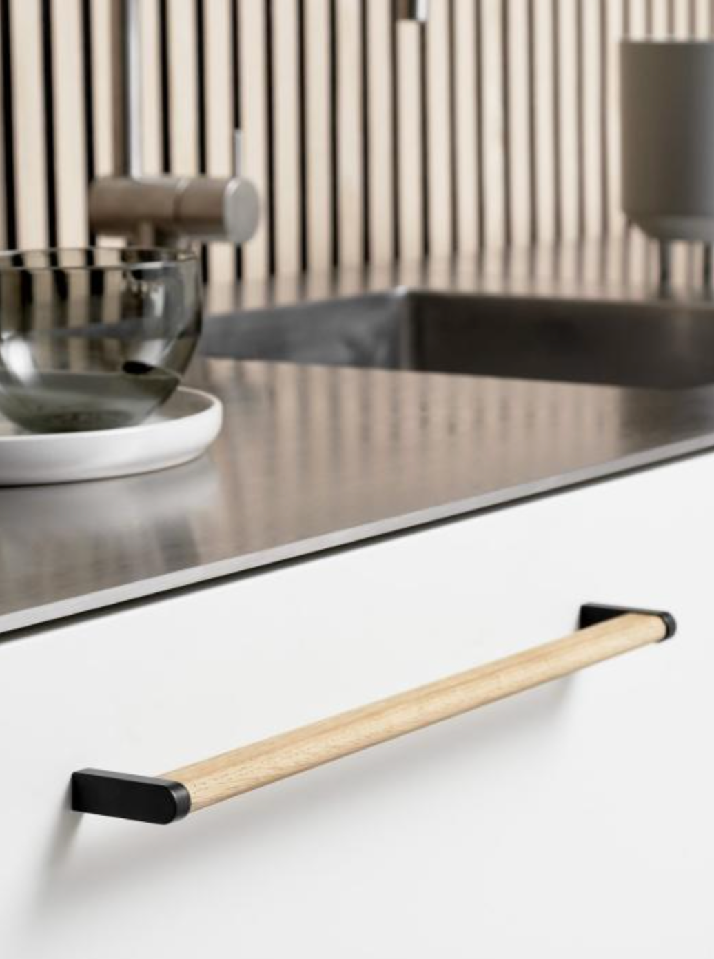 Black and Oak Wood "Crossing" Cabinet Knob and Drawer Handles - Forge Hardware Studio