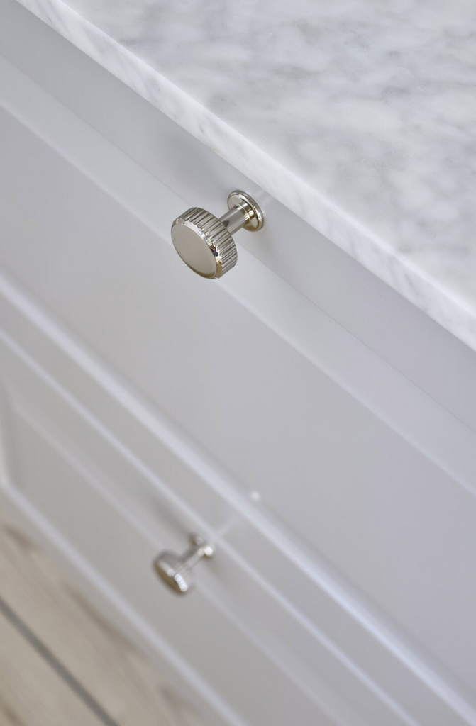 Polished Nickel "Villa" Cabinet Knobs and Pulls | Fluted Cabinet Hardware - Forge Hardware Studio