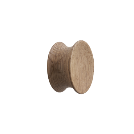 Round Wood "Pulley" Lacquered Oak Cabinet Knob - Forge Hardware Studio