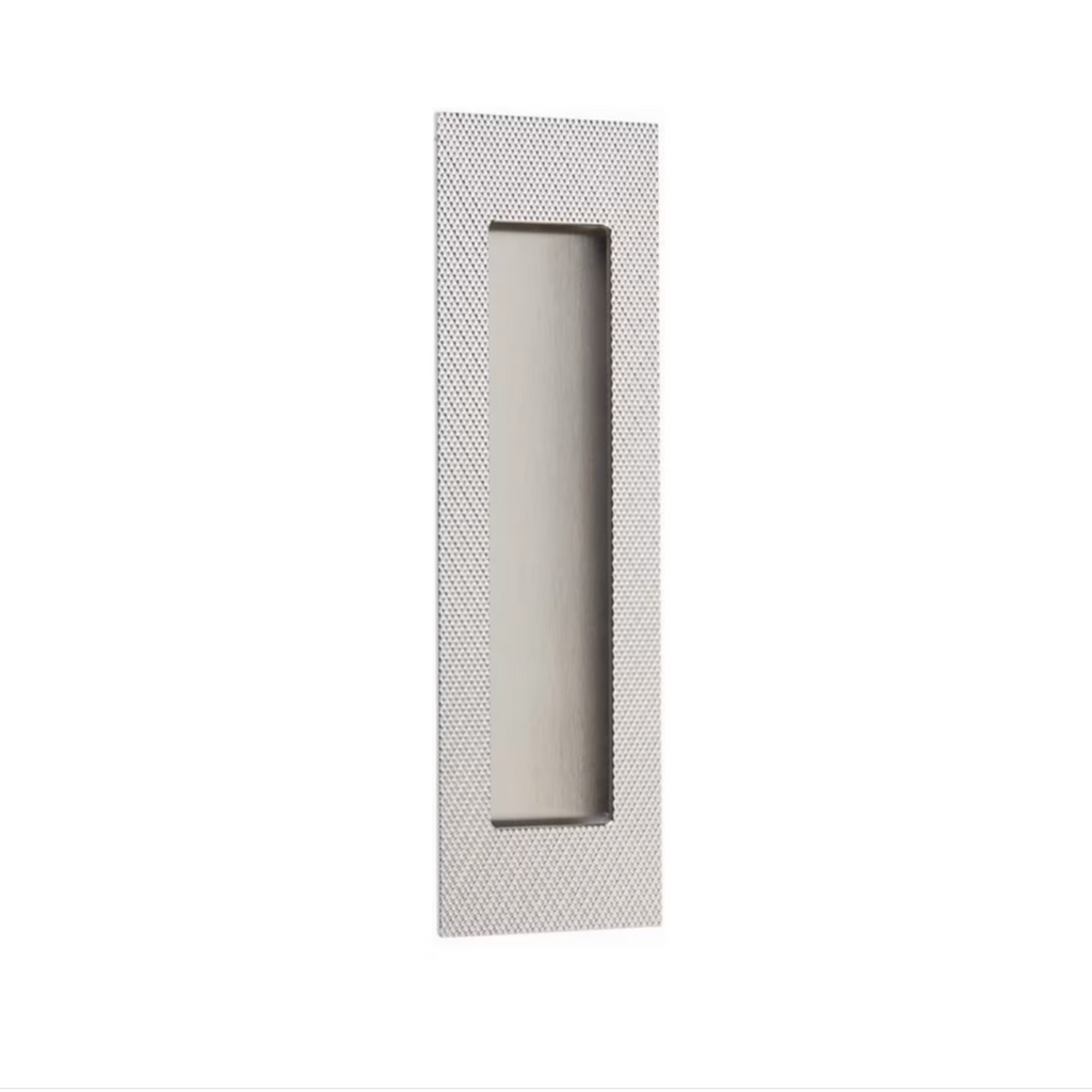 Modern Knurled Rectangular Solid Brass Recess Door Pull in Satin Nickel - Forge Hardware Studio