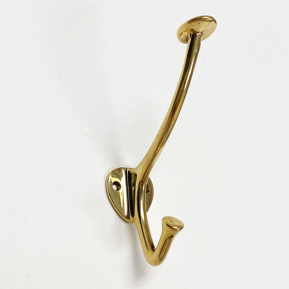 Polished Unlacquered Brass "Ellie" Wall Hooks, Brass Robe Coat Hook - Forge Hardware Studio