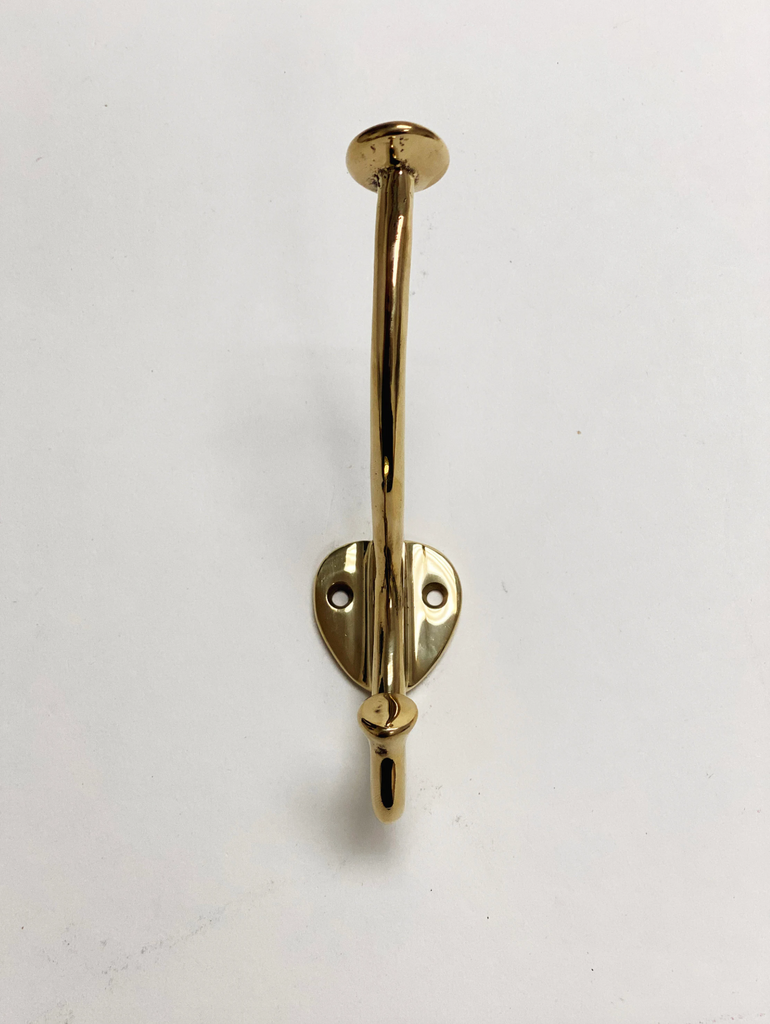 Polished Unlacquered Brass "Ellie" Wall Hooks, Brass Robe Coat Hook - Forge Hardware Studio