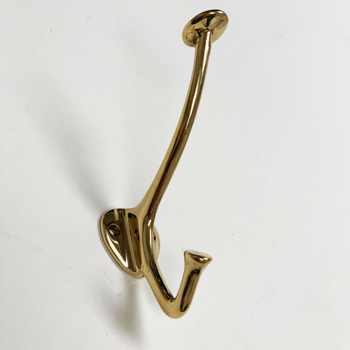 Polished Unlacquered Brass "Ellie" Wall Hooks, Brass Robe Coat Hook - Forge Hardware Studio