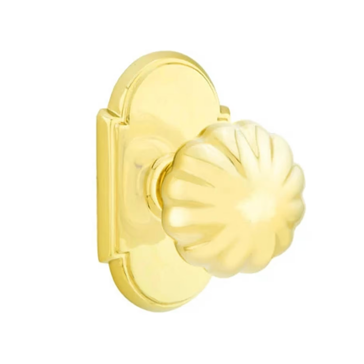 Transitional "Heritage" Flower Door Knob in Polished Brass