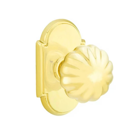 Transitional "Heritage" Flower Door Knob in Polished Brass