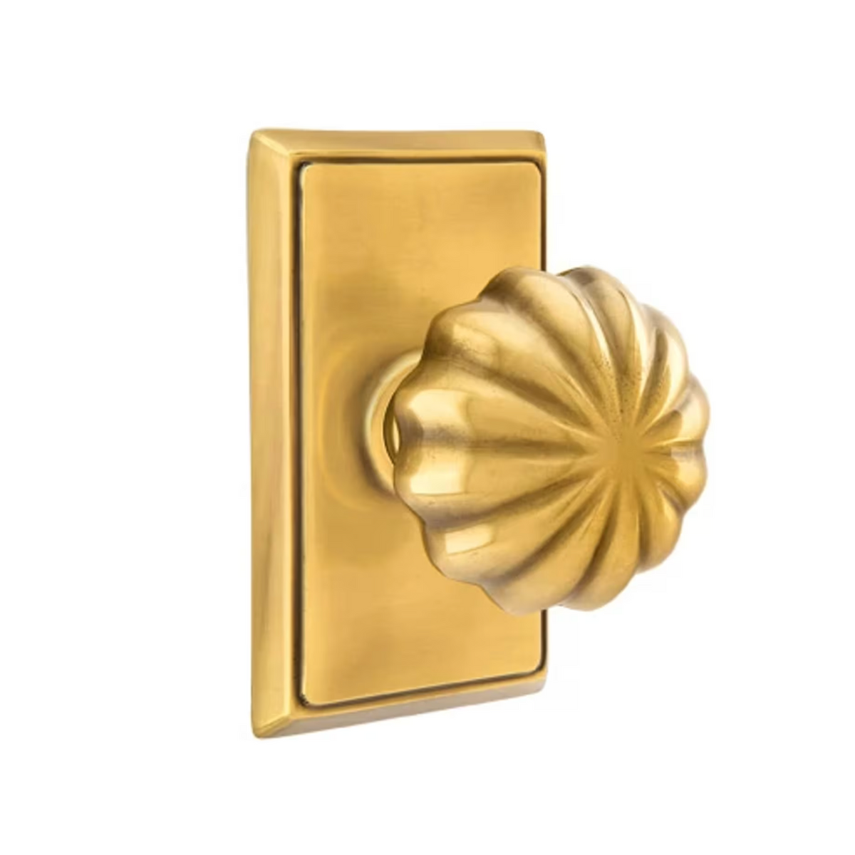 Transitional "Heritage" Flower Door Knob in French Brass - Forge Hardware Studio