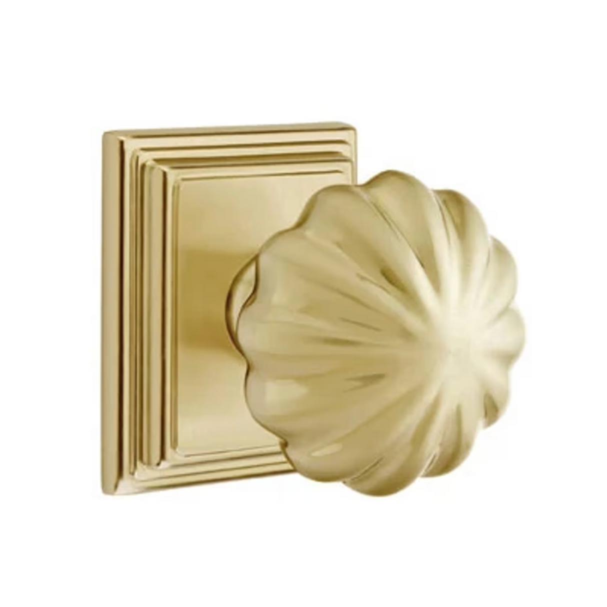 Transitional "Heritage" Flower Door Knob in Satin Brass