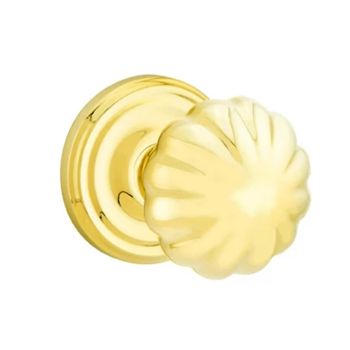 Transitional "Heritage" Flower Door Knob in Polished Brass