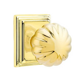 Transitional "Heritage" Flower Door Knob in Polished Brass