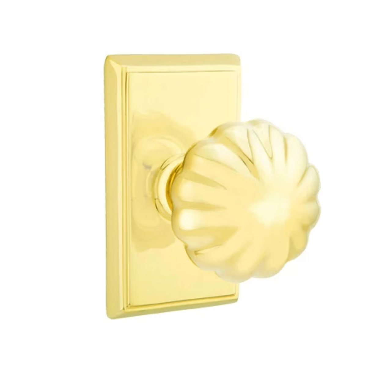 Transitional "Heritage" Flower Door Knob in Polished Brass