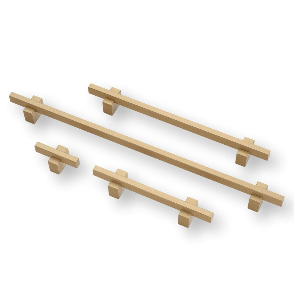 Lew's Two Tone Series Knobs and Handles Brushed Brass - Forge Hardware Studio