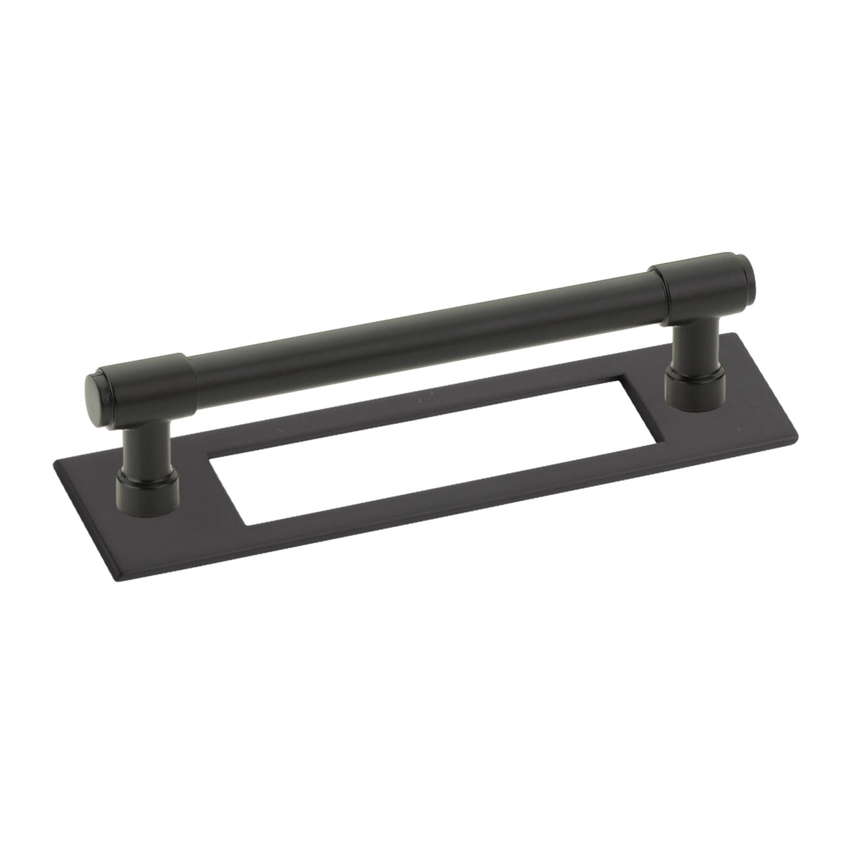Matte Black Industrial Modern Pulls and Knob with Backplate