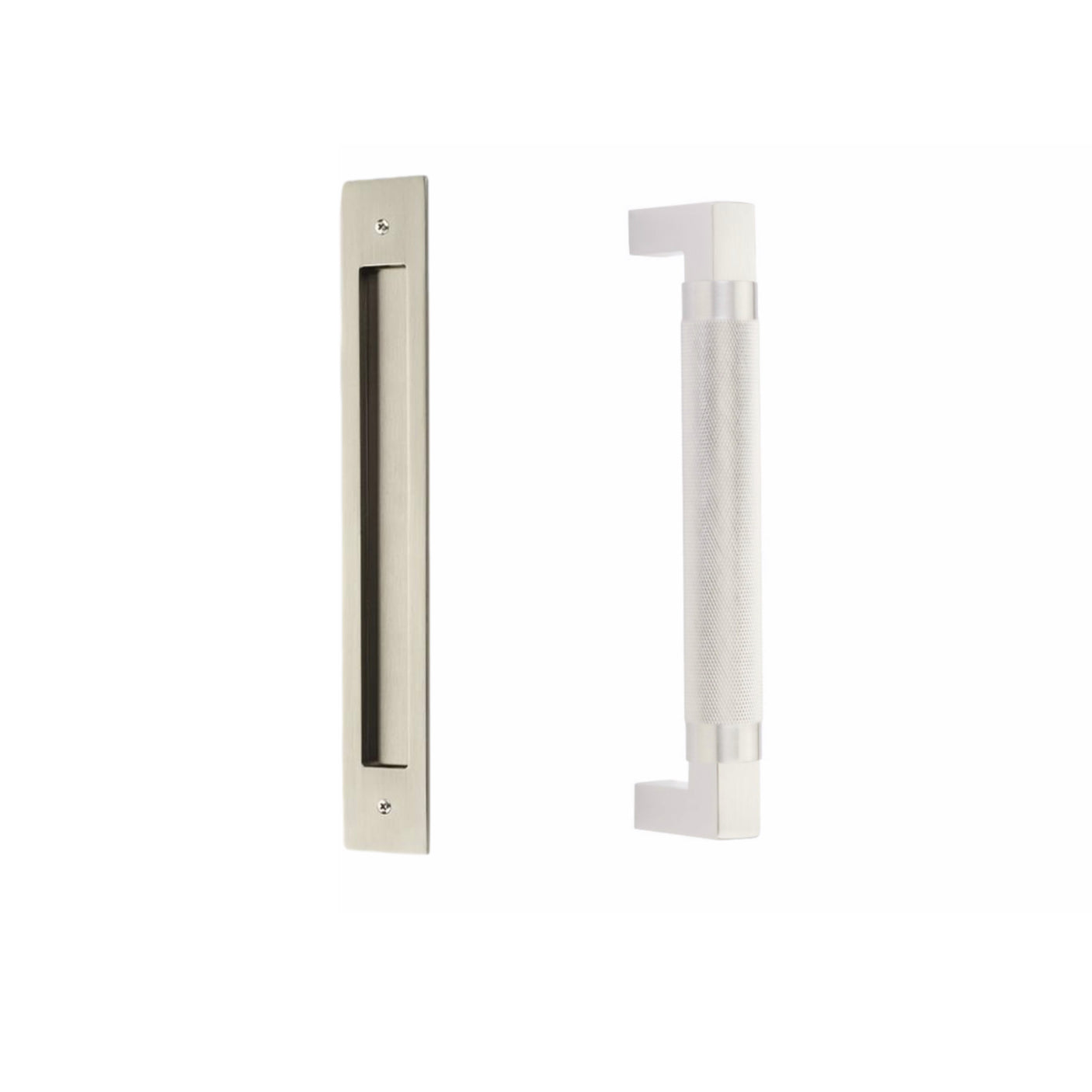 Door Flush Knurled "Helix" Pull and Handle Front and Back Hardware for Interior Doors - Forge Hardware Studio