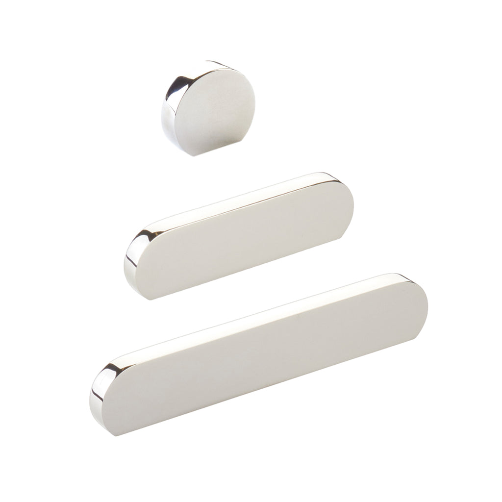 Polished Nickel "Bit" Rounded Drawer Pulls and Cabinet Knobs - Forge Hardware Studio