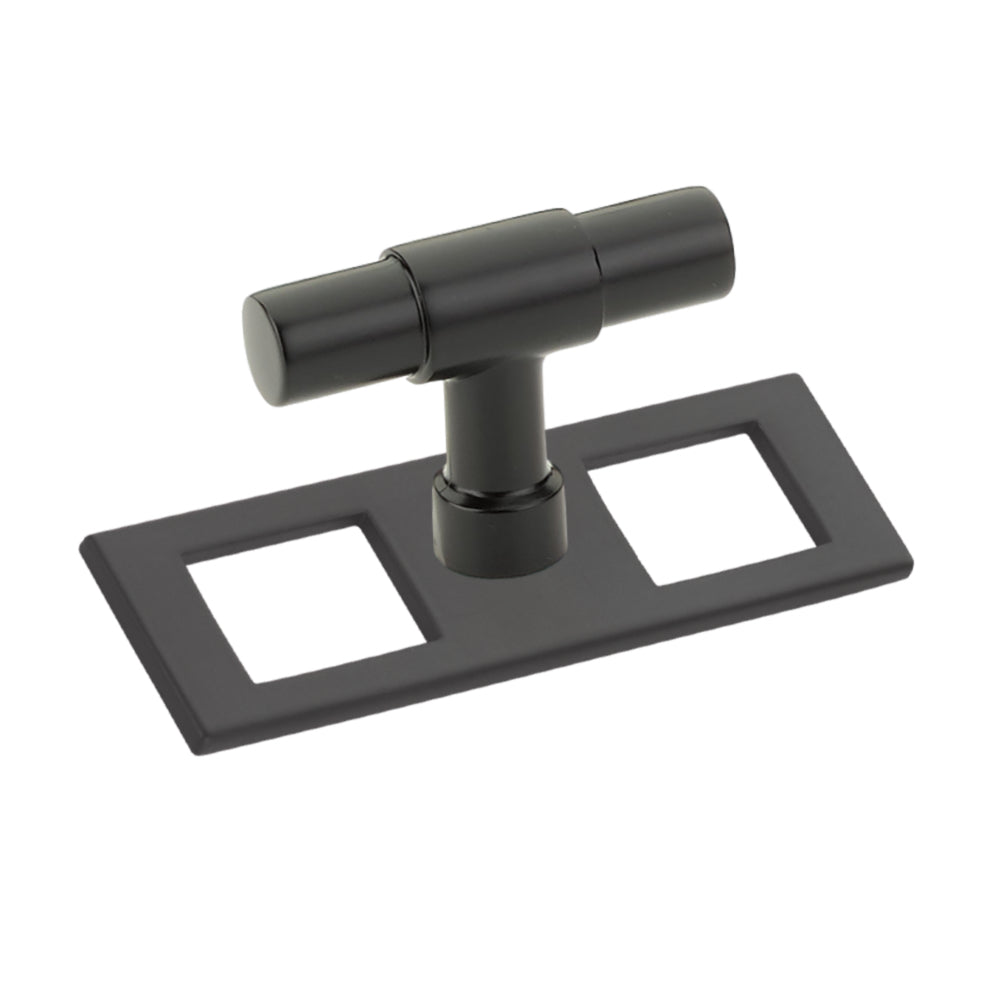 Matte Black Industrial Modern Pulls and Knob with Backplate