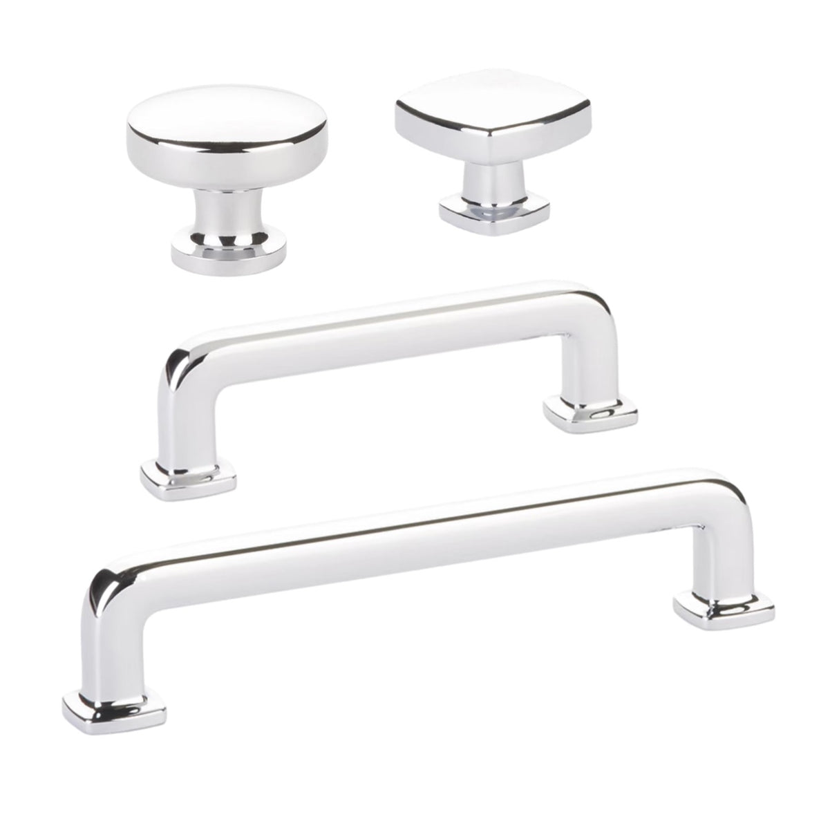 Polished Chrome "Elegance" Drawer Pulls and Cabinet Knobs - Forge Hardware Studio