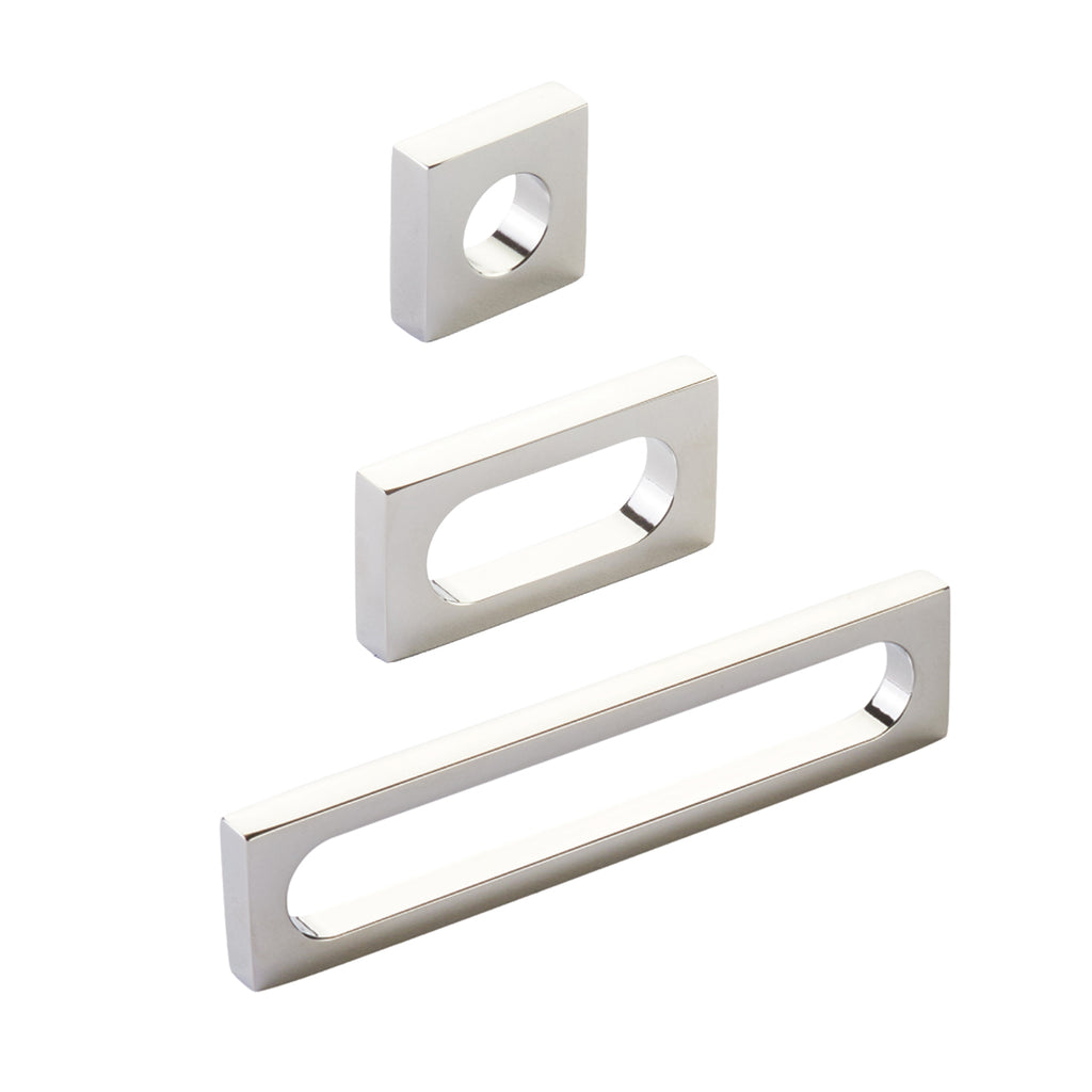 Polished Nickel "Loop" Square Drawer Pulls and Cabinet Knobs - Forge Hardware Studio