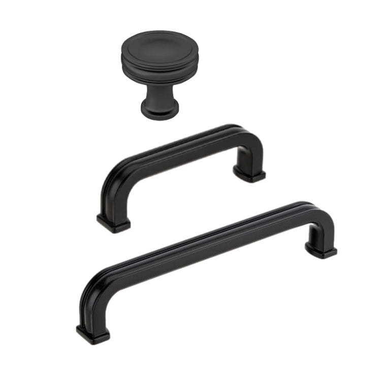 Matte Black "Belfour" Cabinet Knobs and Drawer Pulls