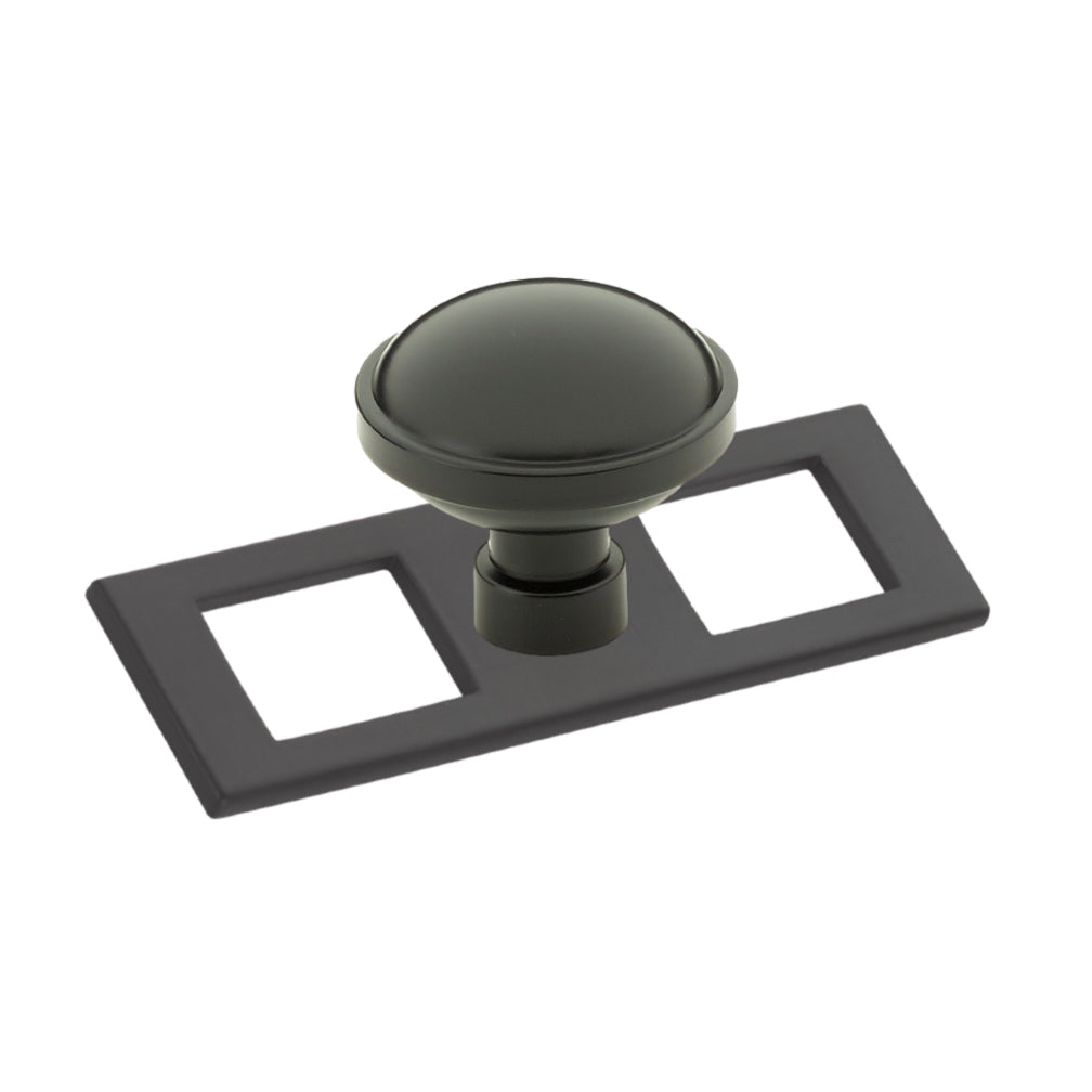Matte Black Industrial Modern Pulls and Knob with Backplate