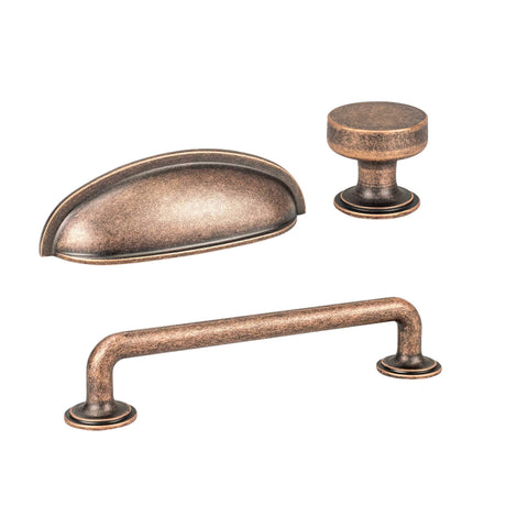 Payton Cabinet Knob and Drawer Pulls in Antique Copper - Forge Hardware Studio