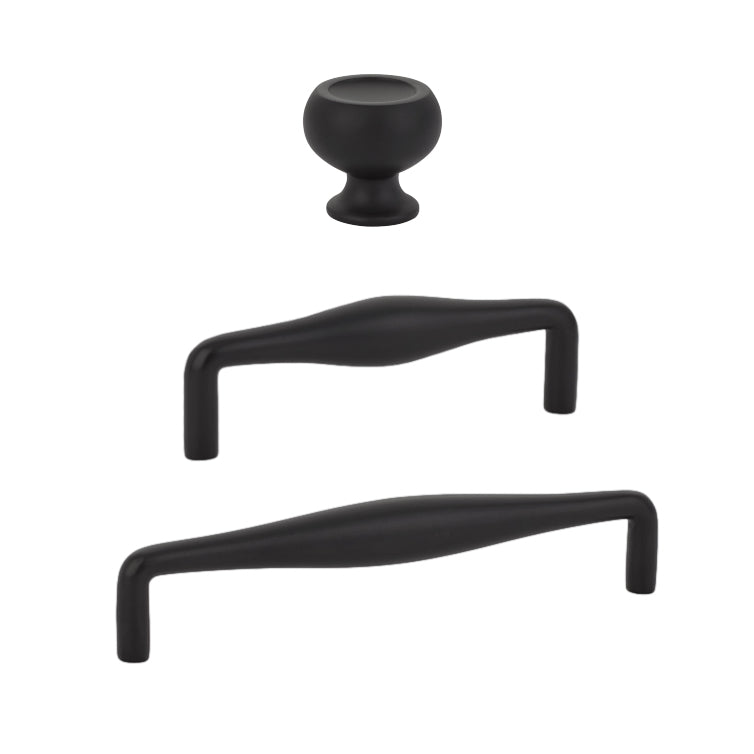 Matte Black "Avenue" Cabinet Knobs and Drawer Pulls - Forge Hardware Studio