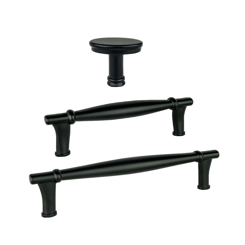 Matte Black "Amelia" Cabinet Knob and Drawer Pulls