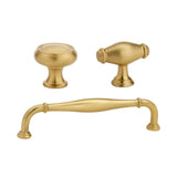 Transitional Satin Brass "Perry" Cabinet Knobs and Drawer Pulls
