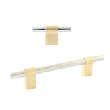 Brushed Brass and Polished Nickel "Line" T-Bar Knobs and Drawer Pulls