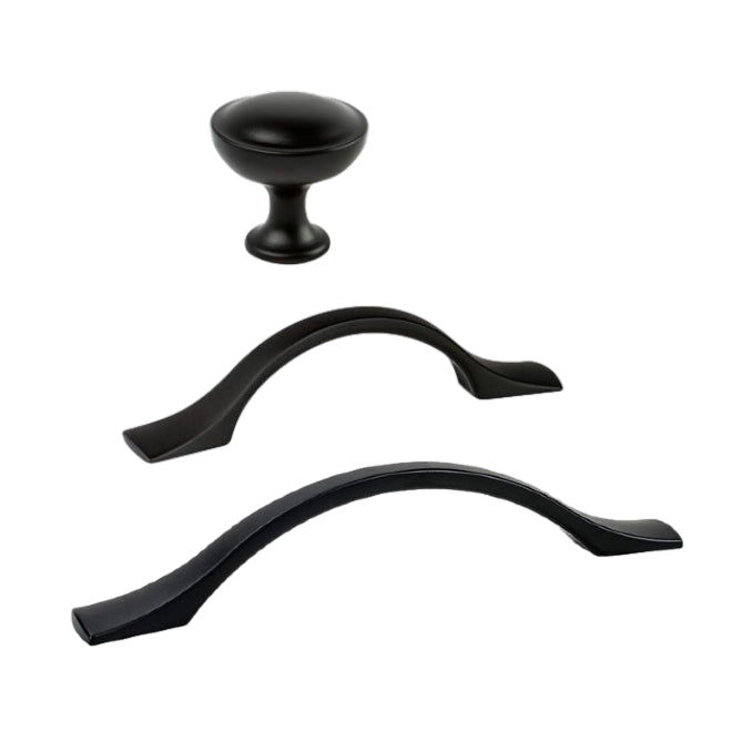 Matte Black "Tina" Cabinet Knob and Drawer Pulls
