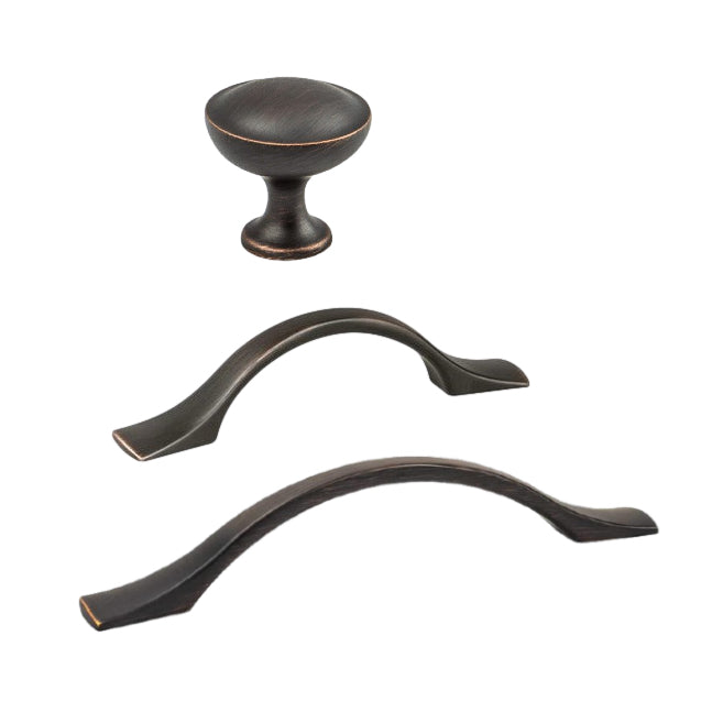 Dark Brushed Bronze "Tina" Cabinet Knob and Drawer Pulls - Forge Hardware Studio