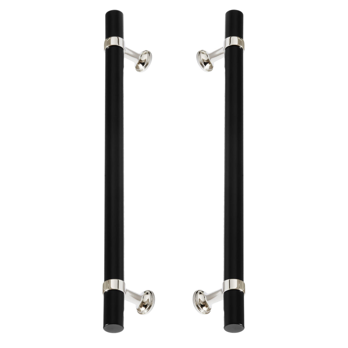 Polished Nickel and Matte Black Smooth "Contemporary" Glass Shower Door Handles