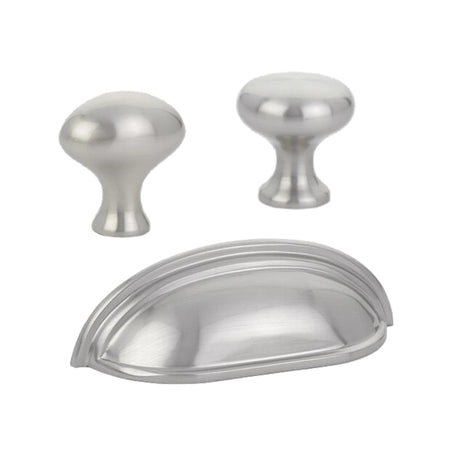 Satin Nickel "Heritage" Cabinet Knobs and Cup Pulls - Forge Hardware Studio