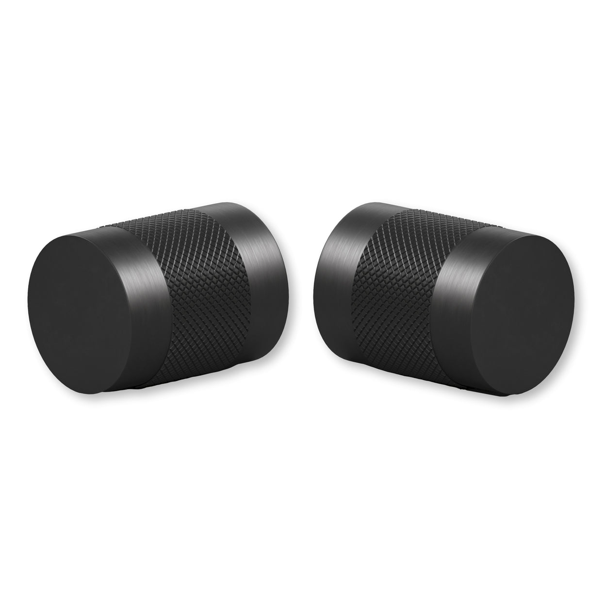 Cylinder Matte Black "Knurled" Round Glass Shower Knob