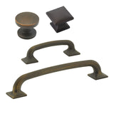 Rubbed Antique Bronze "Milli" Square Cabinet Knobs and Drawer Pulls