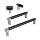 Smooth Satin Nickel and Black Cabinet Knobs and Drawer Pulls