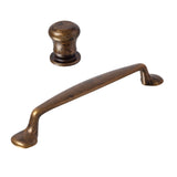 Worn Brass "Trento" Transitional Cabinet Knob and Drawer Pull