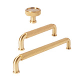 Satin Brass "ES Knurled" Round Knobs and Drawer Pulls