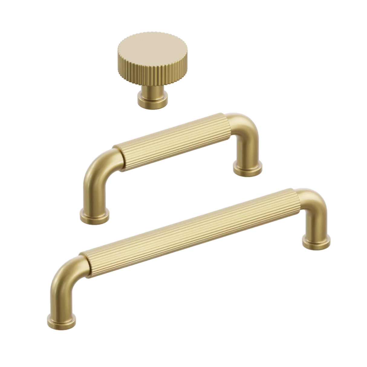 French Brass "ES Fluted" Round Knobs and Pulls