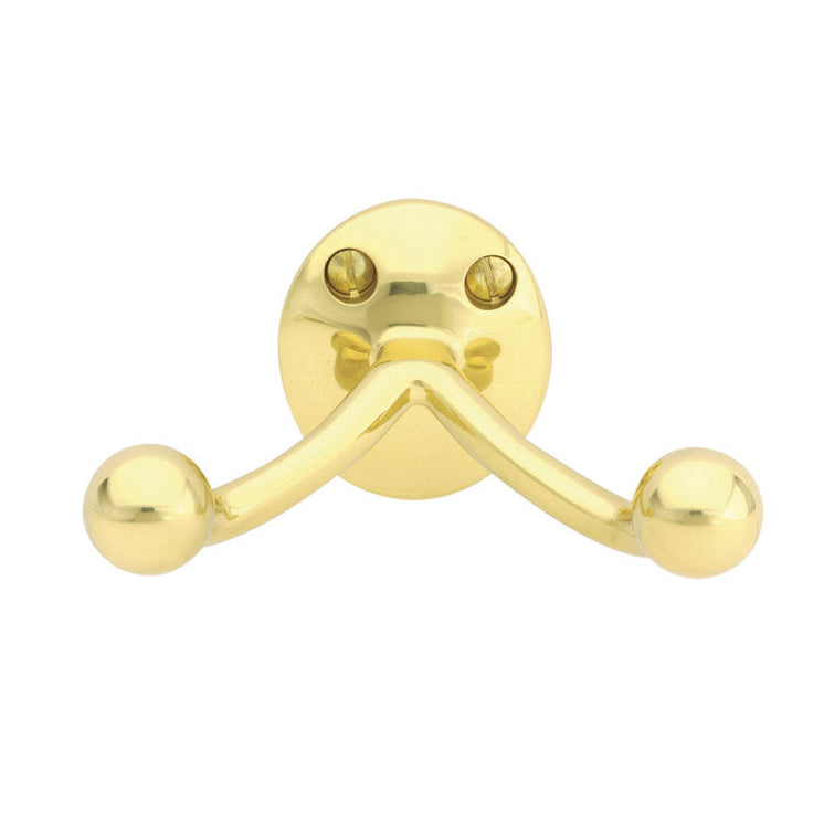 Polished Brass "Heritage No.2" Double Wall Robe Hook