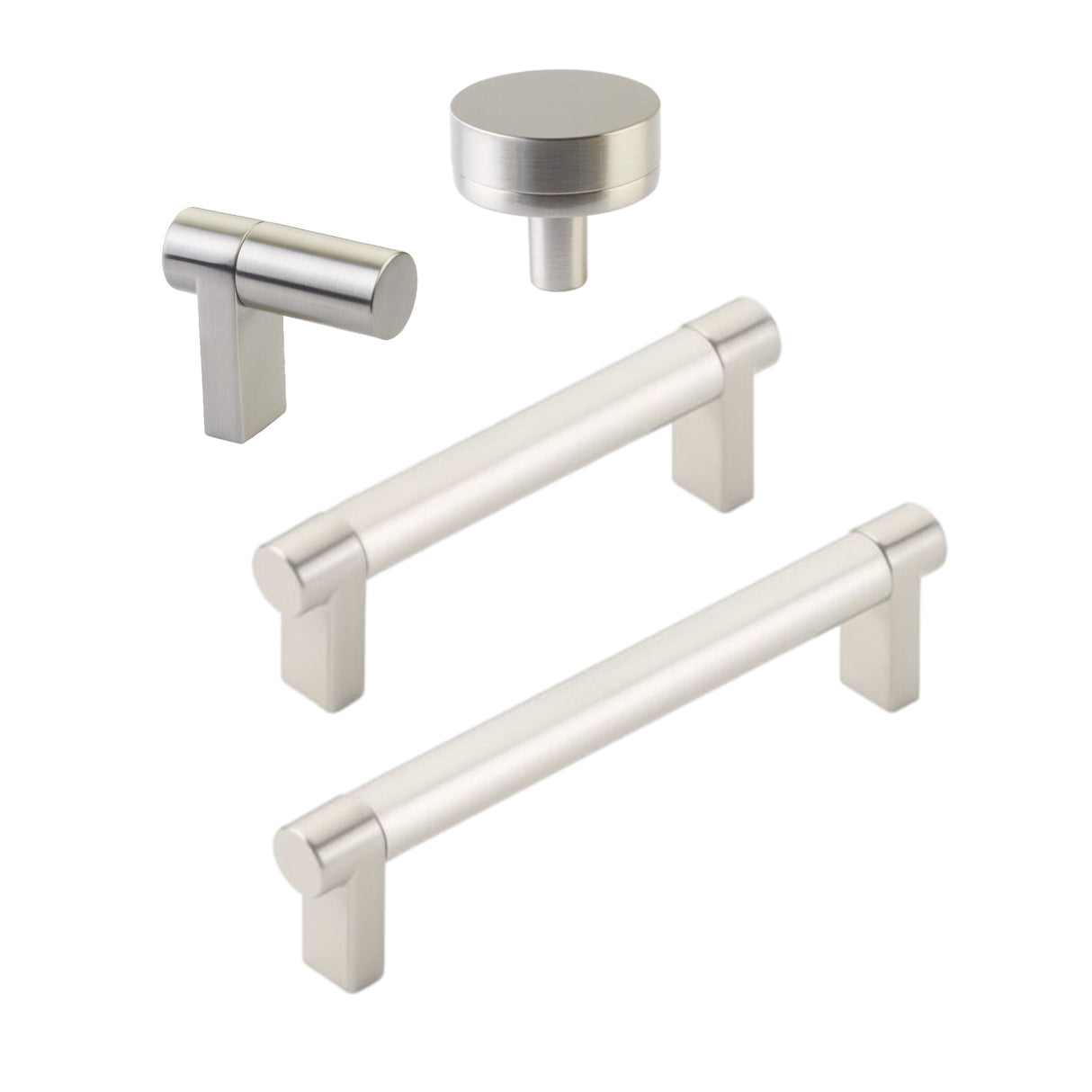 Satin Nickel "Smooth" Cabinet Knobs and Drawer Pulls